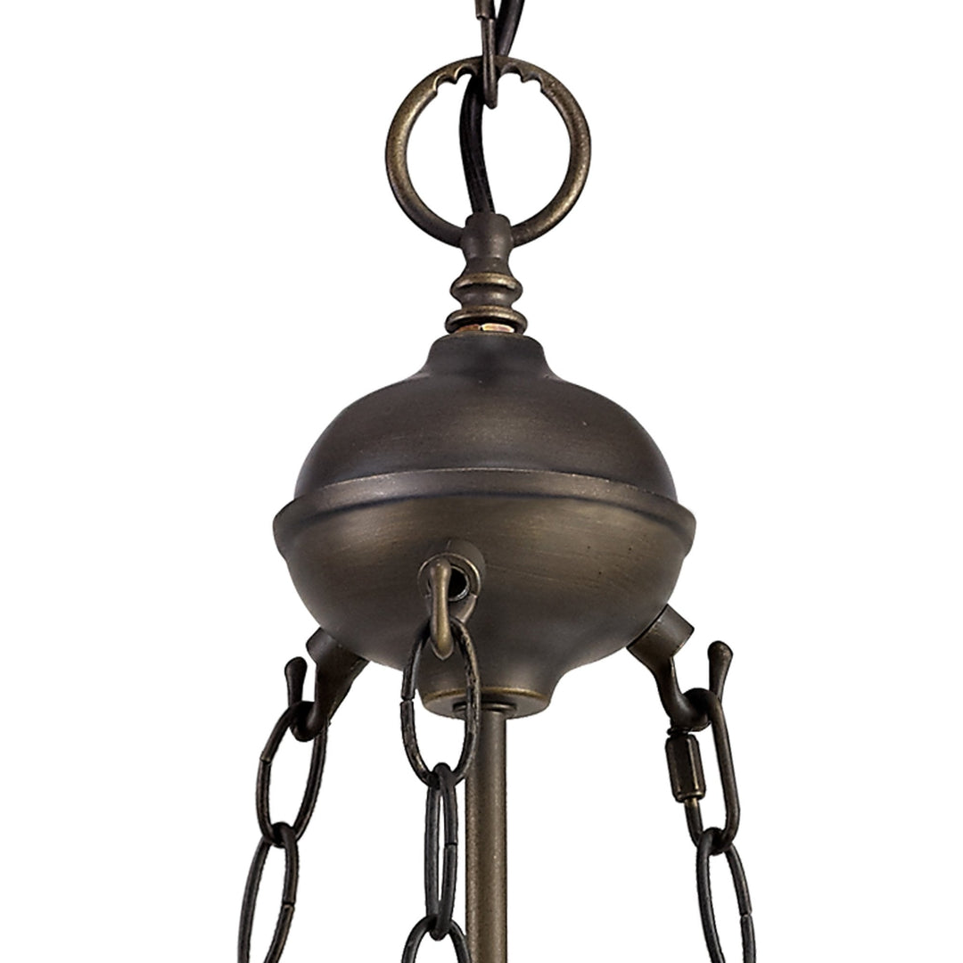 Nelson Lighting NLK01519 Ossie 2 Light Up Lighter Pendant With 30cm Tiffany Shade Blue/Aged Antique Brass