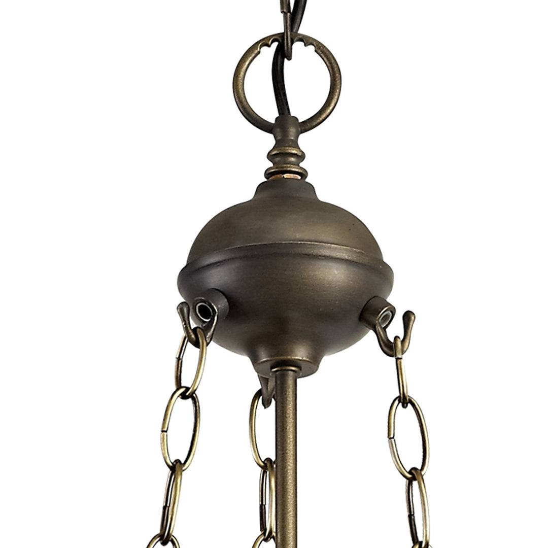 Nelson Lighting NLK01529 Ossie 3 Light Up Lighter Pendant With 30cm Tiffany Shade Blue/Aged Antique Brass