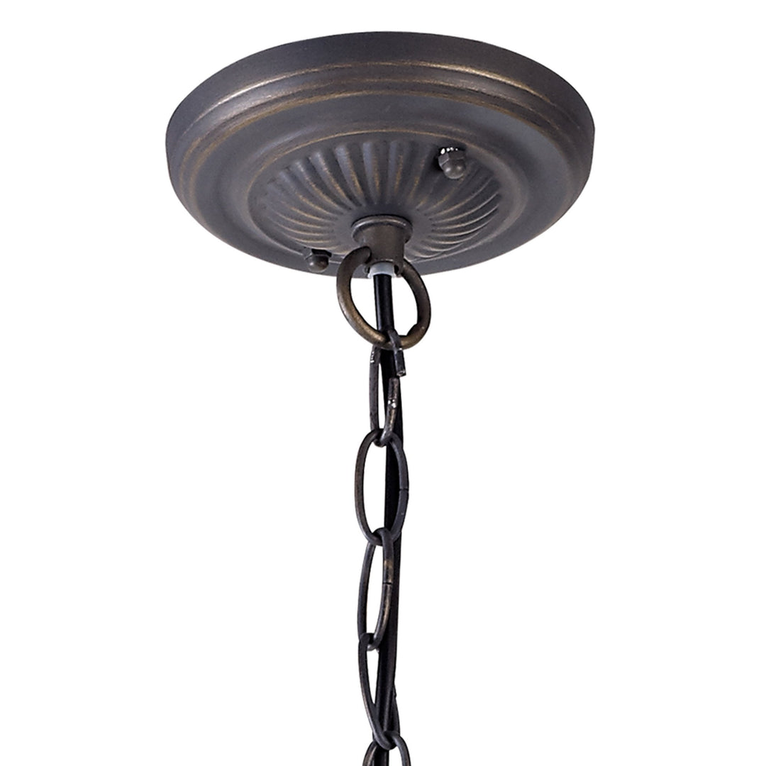 Nelson Lighting NLK01579 Ossie 2 Light Down Light Pendant With 40cm Tiffany Shade Blue/Aged Antique Brass