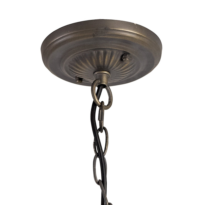 Nelson Lighting NLK01589 Ossie 3 Light Down Light Pendant With 40cm Tiffany Shade Blue/Aged Antique Brass