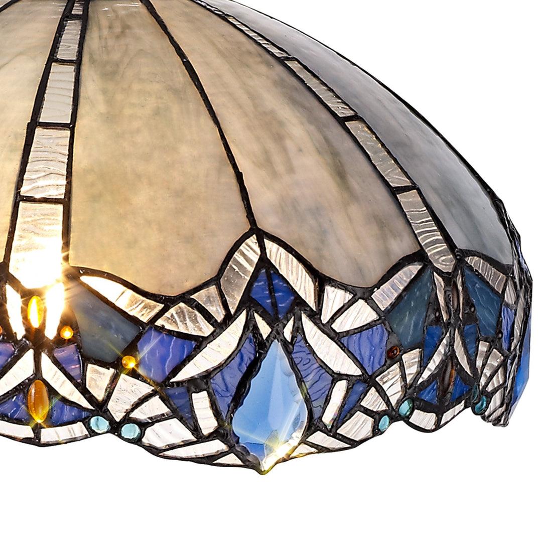 Nelson Lighting NLK01589 Ossie 3 Light Down Light Pendant With 40cm Tiffany Shade Blue/Aged Antique Brass