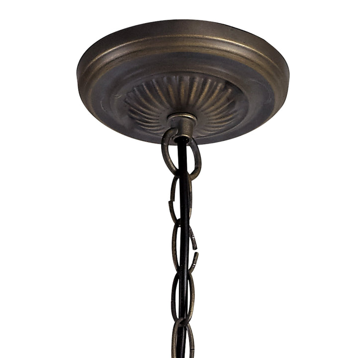 Nelson Lighting NLK01609 Ossie 2 Light Up Lighter Pendant With 40cm Tiffany Shade Blue/Aged Antique Brass