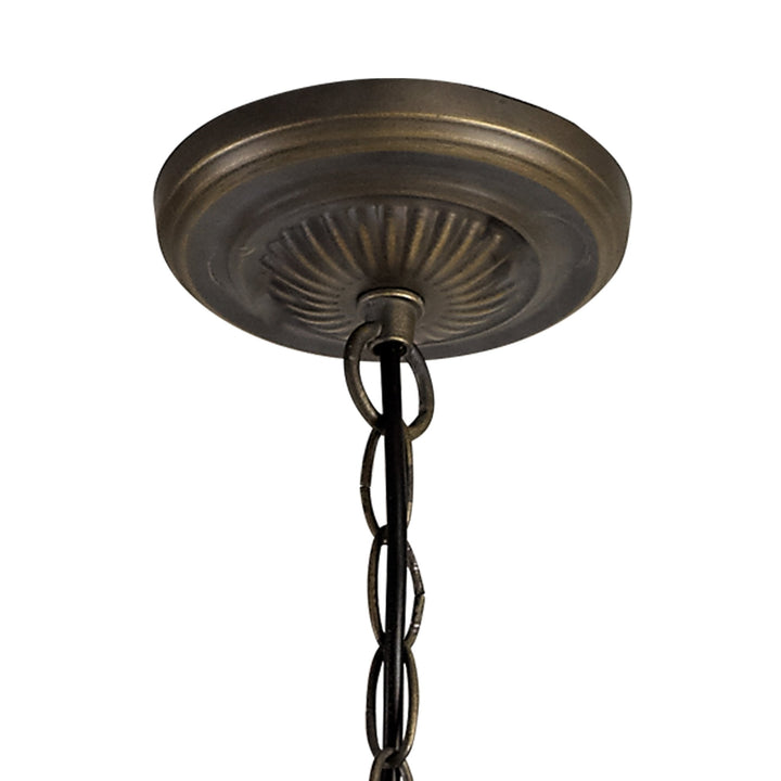 Nelson Lighting NLK01619 Ossie 3 Light Up Lighter Pendant With 40cm Tiffany Shade Blue/Aged Antique Brass