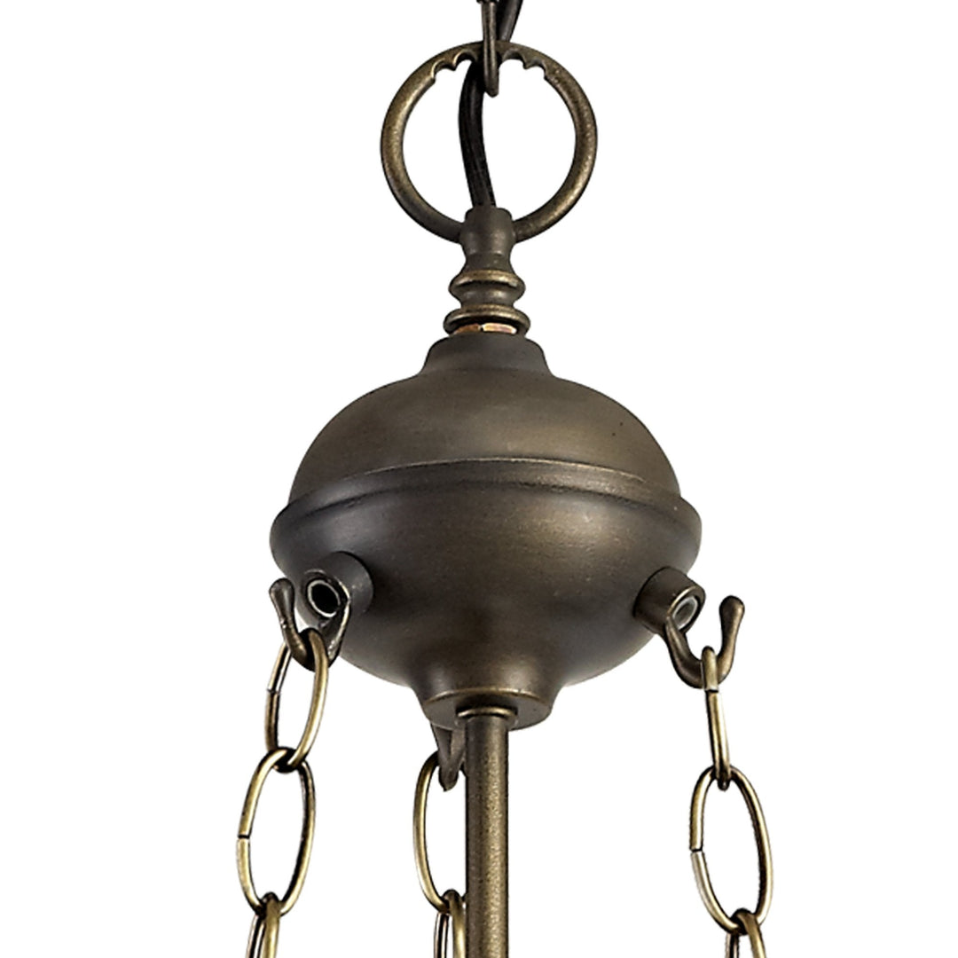 Nelson Lighting NLK01619 Ossie 3 Light Up Lighter Pendant With 40cm Tiffany Shade Blue/Aged Antique Brass