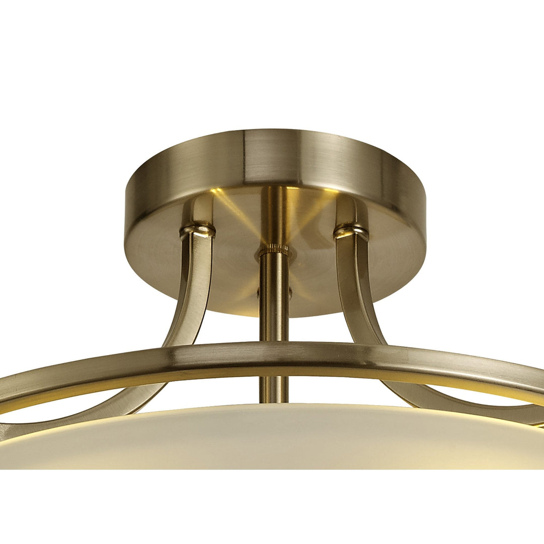 Nelson Lighting NL77539 Pinet Semi-Flush Ceiling 3 Light Antique Brass/Frosted Glass