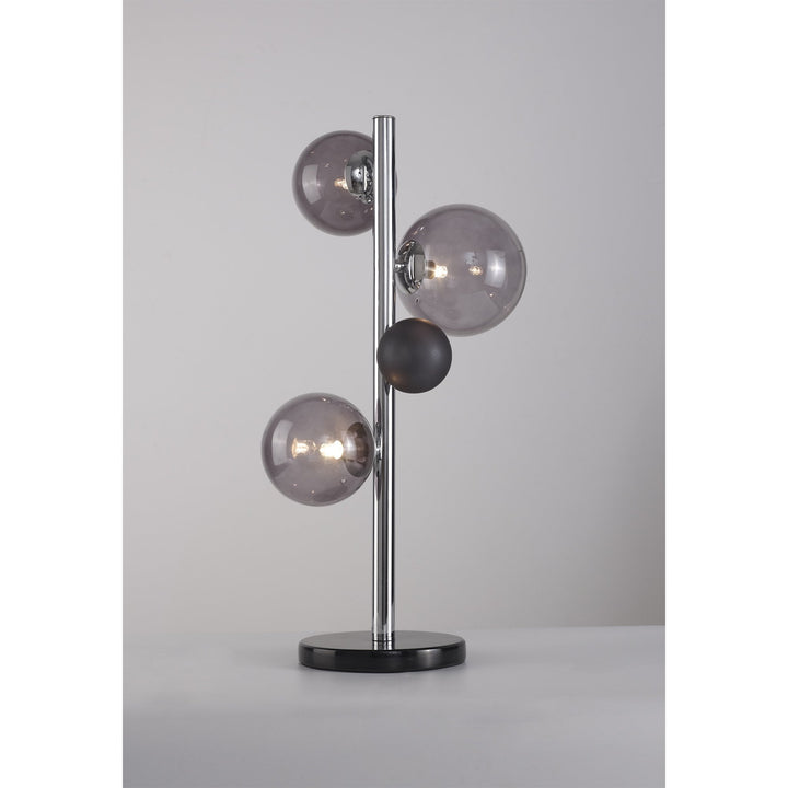 Nelson Lighting NL73059 Ravenna Table Lamp 3 Light Polished Chrome/Smoked Glass