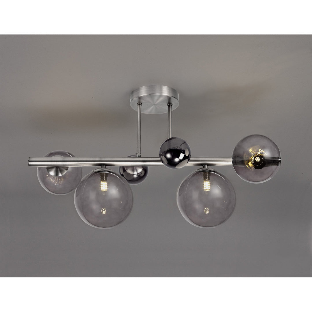 Nelson Lighting NL76579 Ravenna Semi-Flush Ceiling Light 4 Light Polished Chrome/Smoked Glass