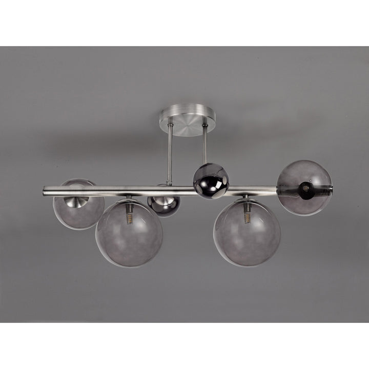 Nelson Lighting NL76579 Ravenna Semi-Flush Ceiling Light 4 Light Polished Chrome/Smoked Glass