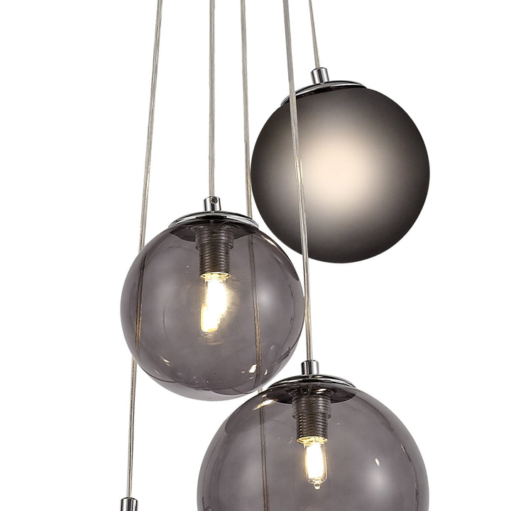 Nelson Lighting NL76589 Ravenna Pendant 5 Light Polished Chrome/Smoked Glass