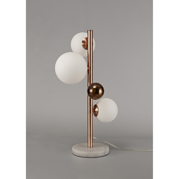 Nelson Lighting NL76639 Ravenna Table Lamp 3 Light Antique Copper/Opal & Copper Glass