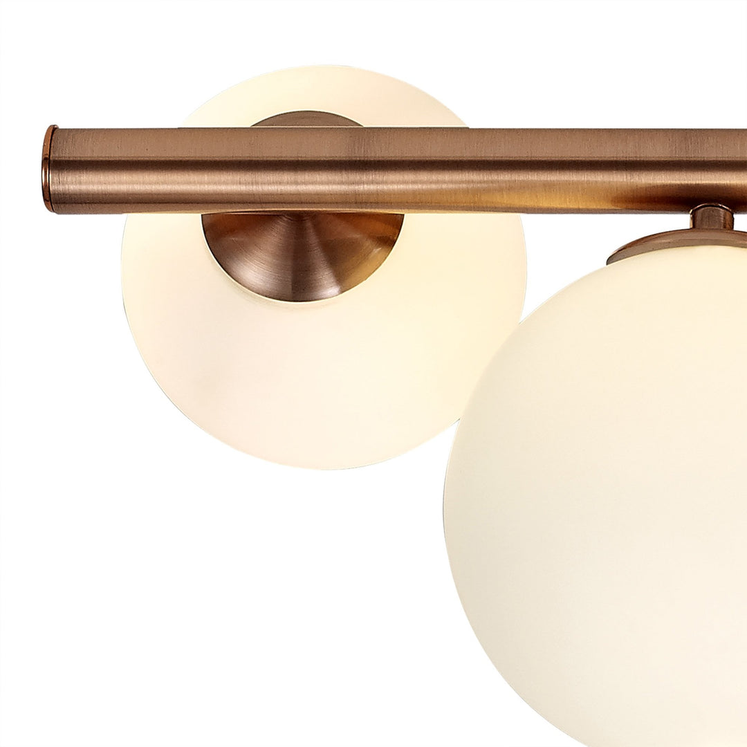 Nelson Lighting NL76659 Ravenna Semi Flush Ceiling Light 4 Light Antique Copper/Opal & Copper Glass