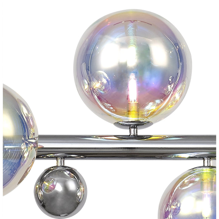 Nelson Lighting NL82519 Regent Linear 7 Light Pendant Polished Chrome/Iridescent Glass