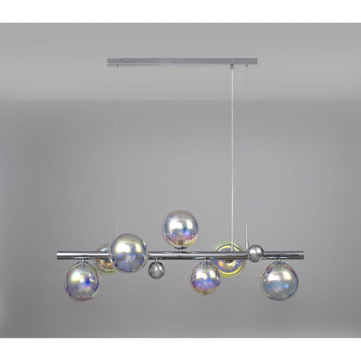 Nelson Lighting NL82519 Regent Linear 7 Light Pendant Polished Chrome/Iridescent Glass