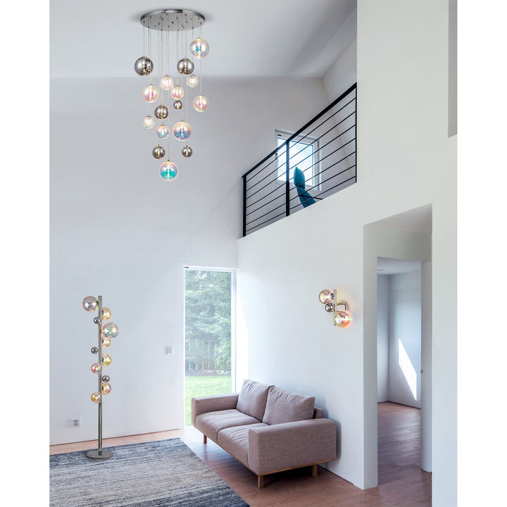 Nelson Lighting NL82549 | Regent Wall Lamp | Polished Chrome with Iridescent Glass | 2 Light