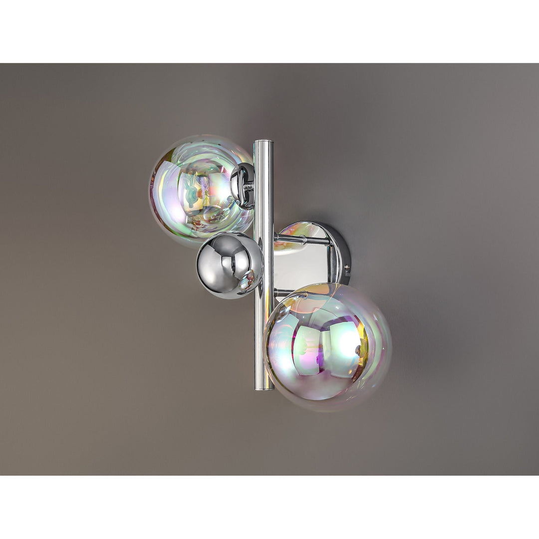 Nelson Lighting NL82549 | Regent Wall Lamp | Polished Chrome with Iridescent Glass | 2 Light