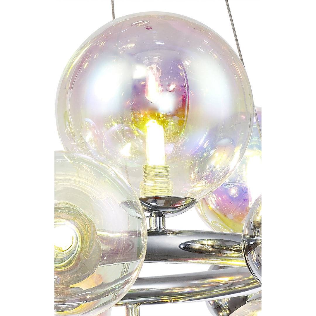 Nelson Lighting NL83139 Regent 12 Light Circular Pendant Polished Chrome Iridescent Glass