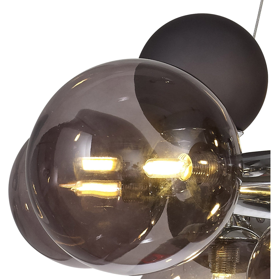 Nelson Lighting NL83149 Regent 12 Light Circular Pendant Polished Chrome Smoked/Black Glass