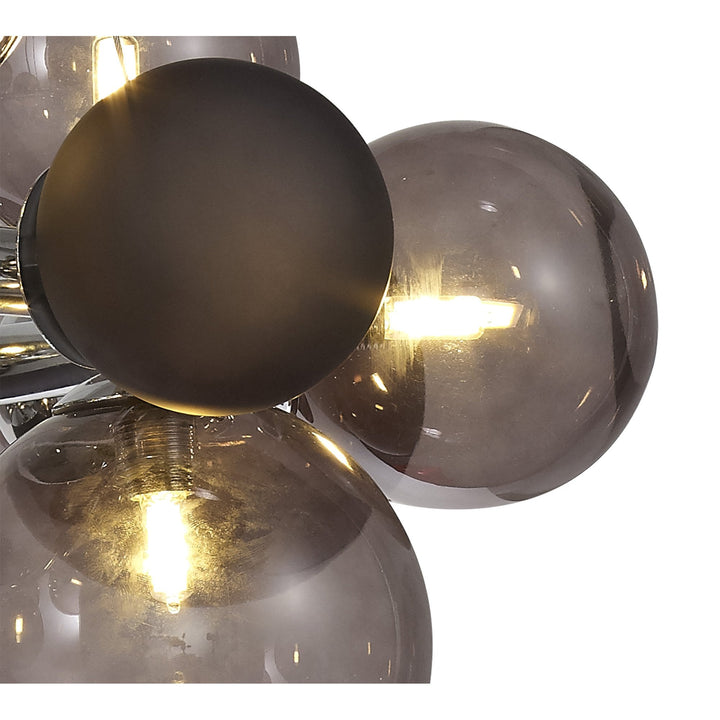 Nelson Lighting NL83149 Regent 12 Light Circular Pendant Polished Chrome Smoked/Black Glass
