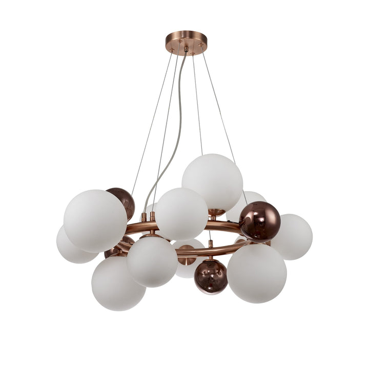 Nelson Lighting NL83159 Regent 12 Light Circular Pendant Copper Opal/Copper Glass