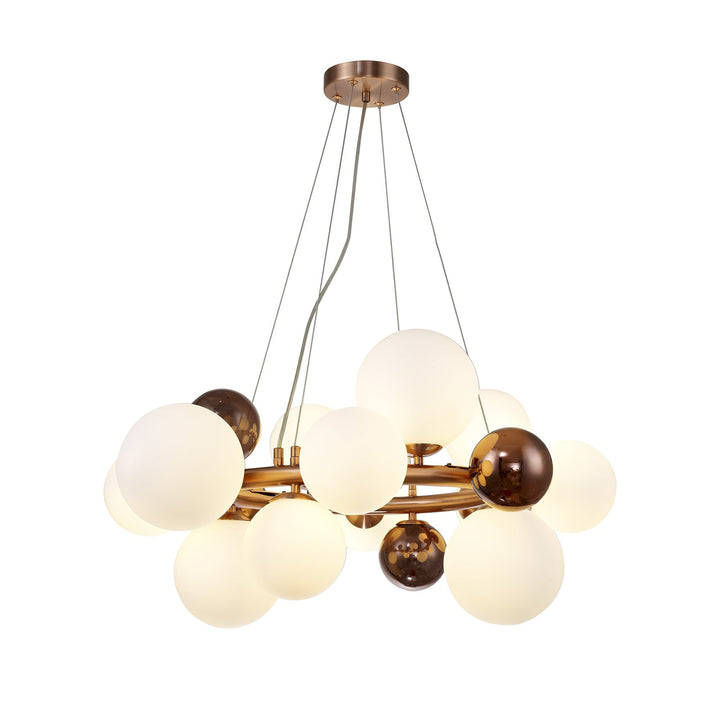 Nelson Lighting NL83159 Regent 12 Light Circular Pendant Copper Opal/Copper Glass