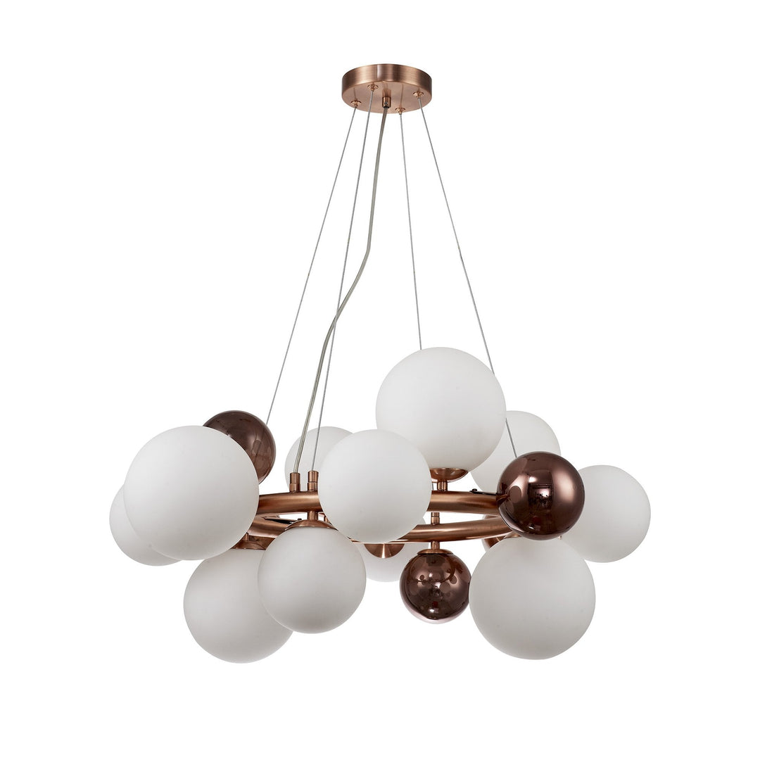 Nelson Lighting NL83159 Regent 12 Light Circular Pendant Copper Opal/Copper Glass