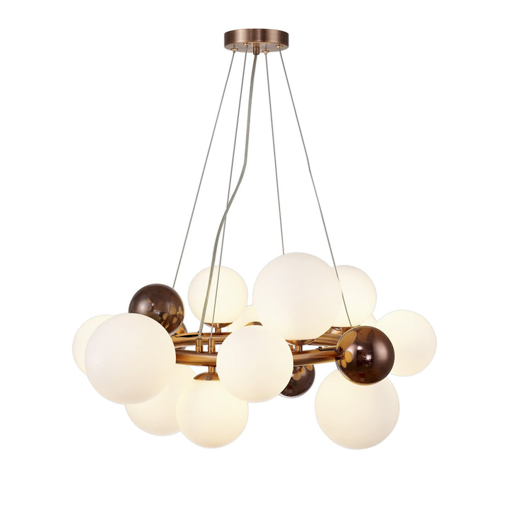 Nelson Lighting NL83159 Regent 12 Light Circular Pendant Copper Opal/Copper Glass