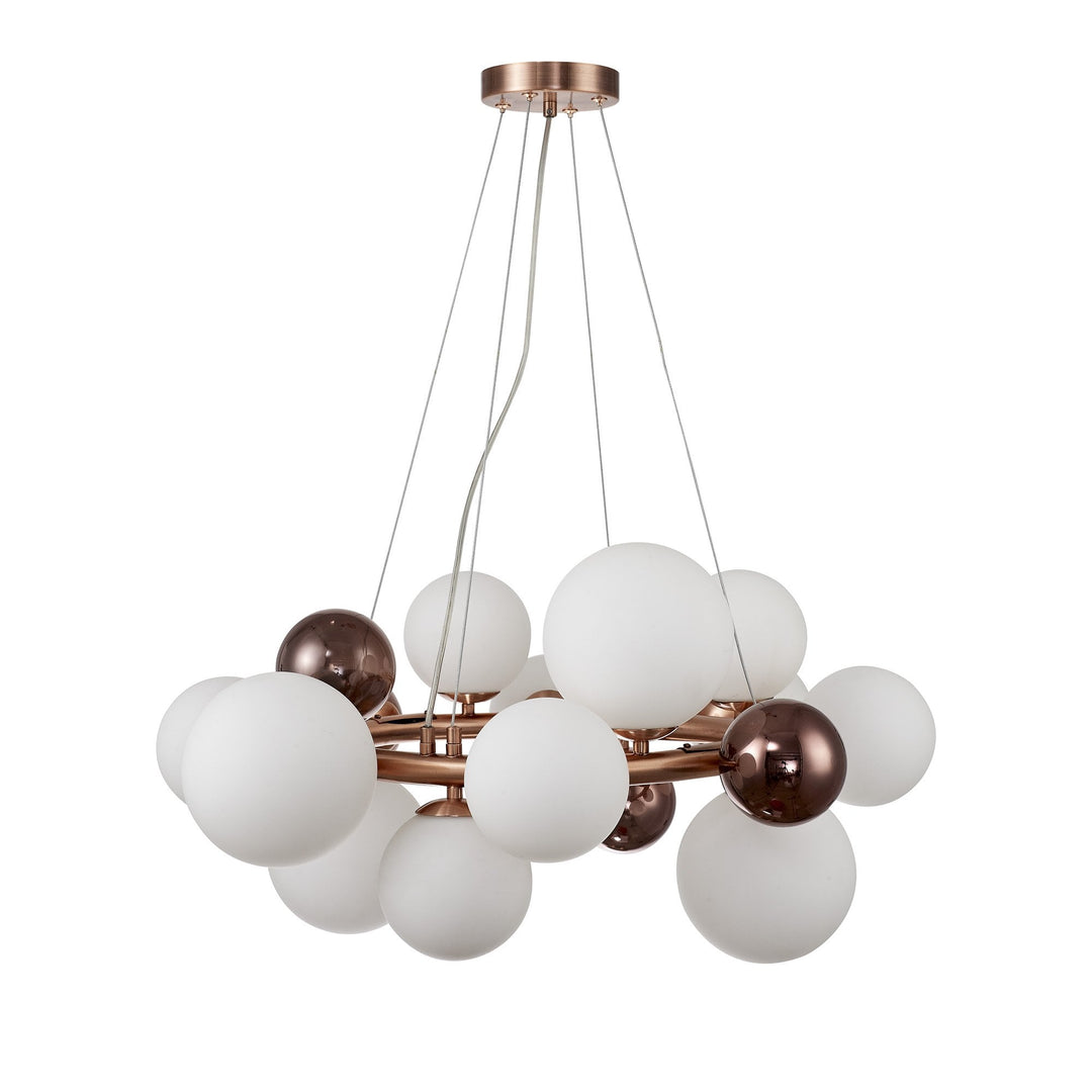 Nelson Lighting NL83159 Regent 12 Light Circular Pendant Copper Opal/Copper Glass