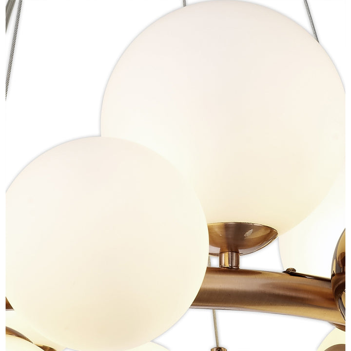 Nelson Lighting NL83159 Regent 12 Light Circular Pendant Copper Opal/Copper Glass