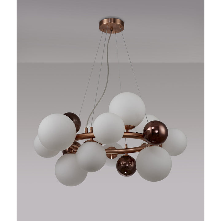 Nelson Lighting NL83159 Regent 12 Light Circular Pendant Copper Opal/Copper Glass