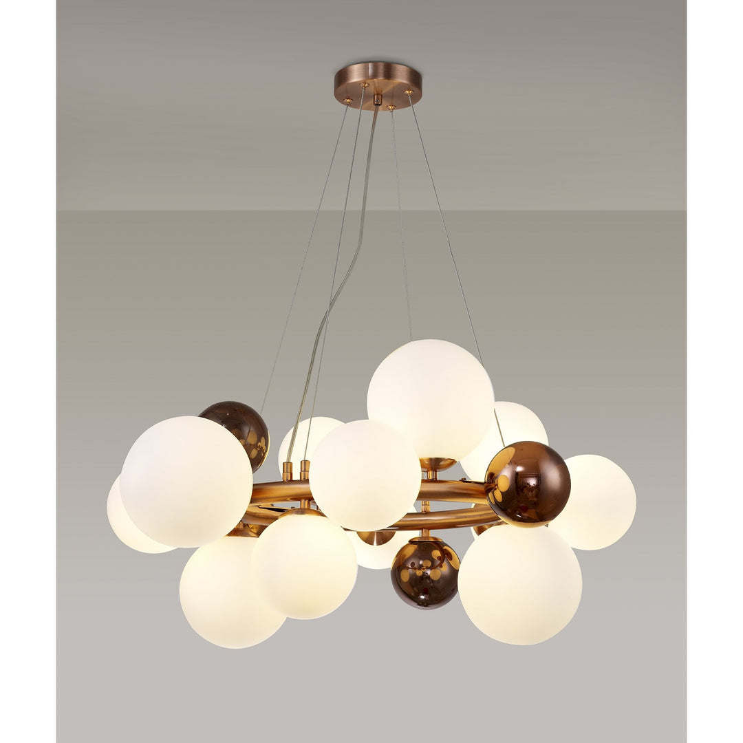 Nelson Lighting NL83159 Regent 12 Light Circular Pendant Copper Opal/Copper Glass