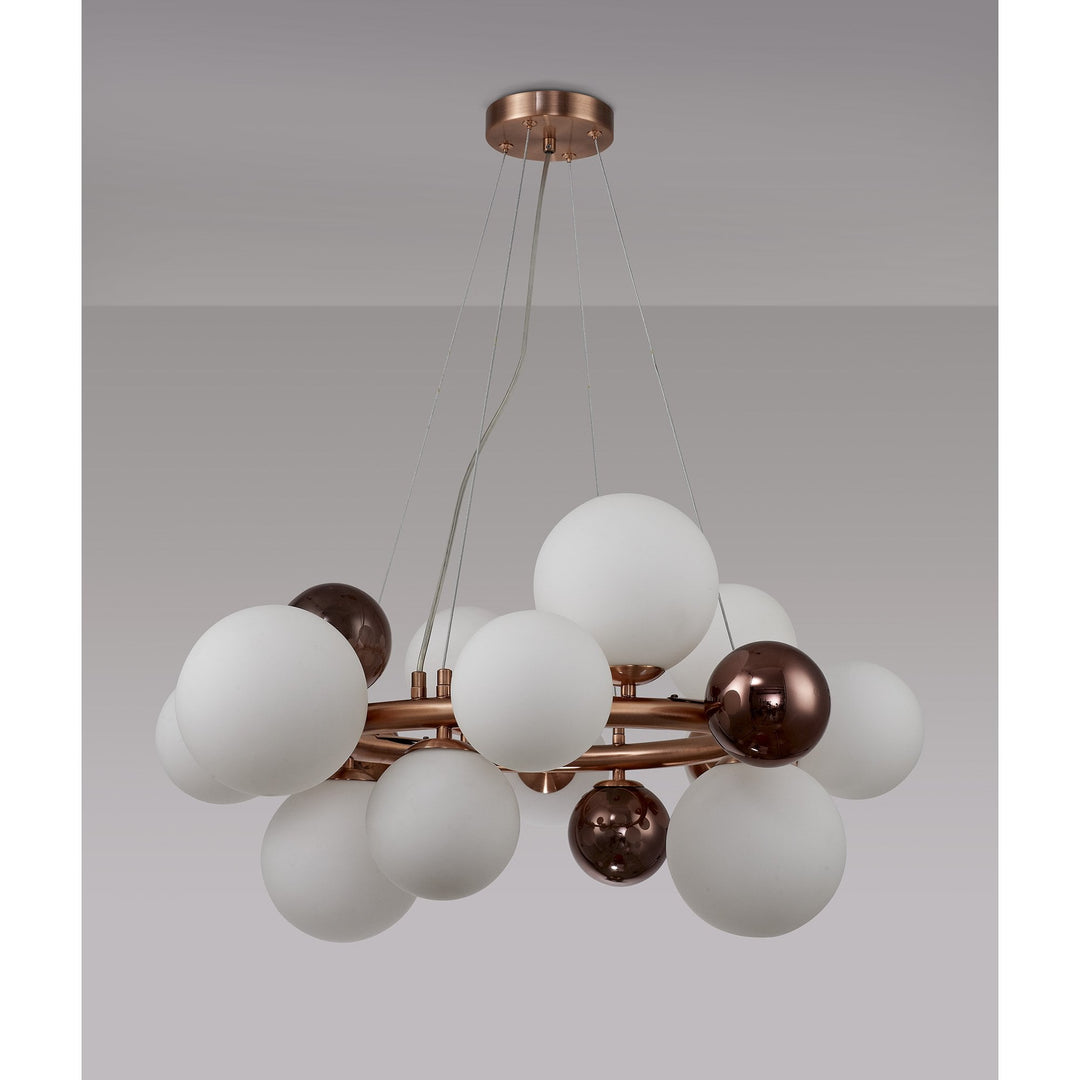 Nelson Lighting NL83159 Regent 12 Light Circular Pendant Copper Opal/Copper Glass