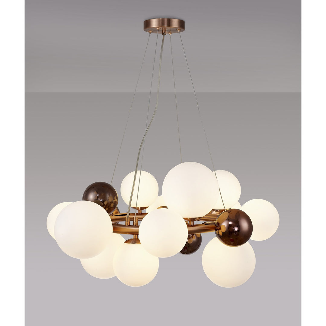 Nelson Lighting NL83159 Regent 12 Light Circular Pendant Copper Opal/Copper Glass