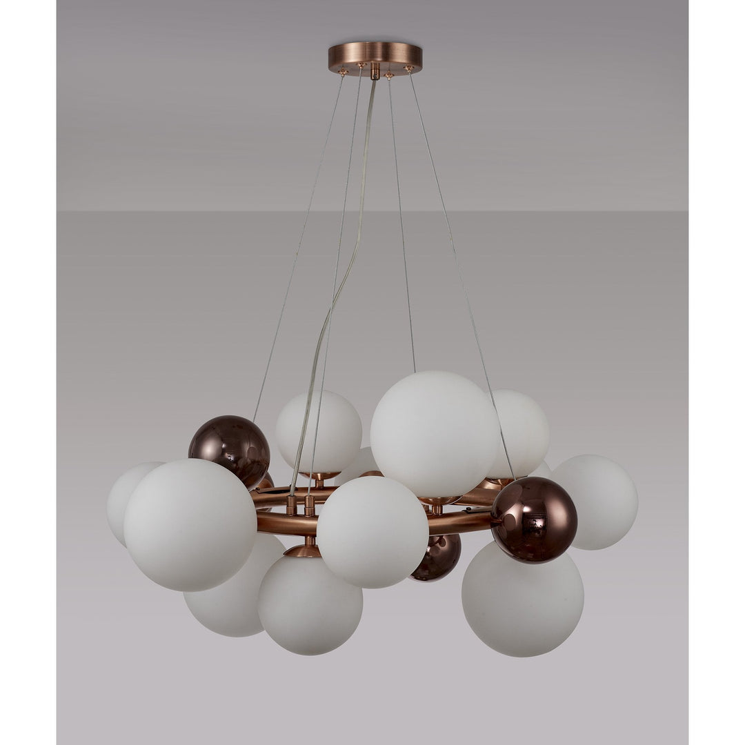 Nelson Lighting NL83159 Regent 12 Light Circular Pendant Copper Opal/Copper Glass