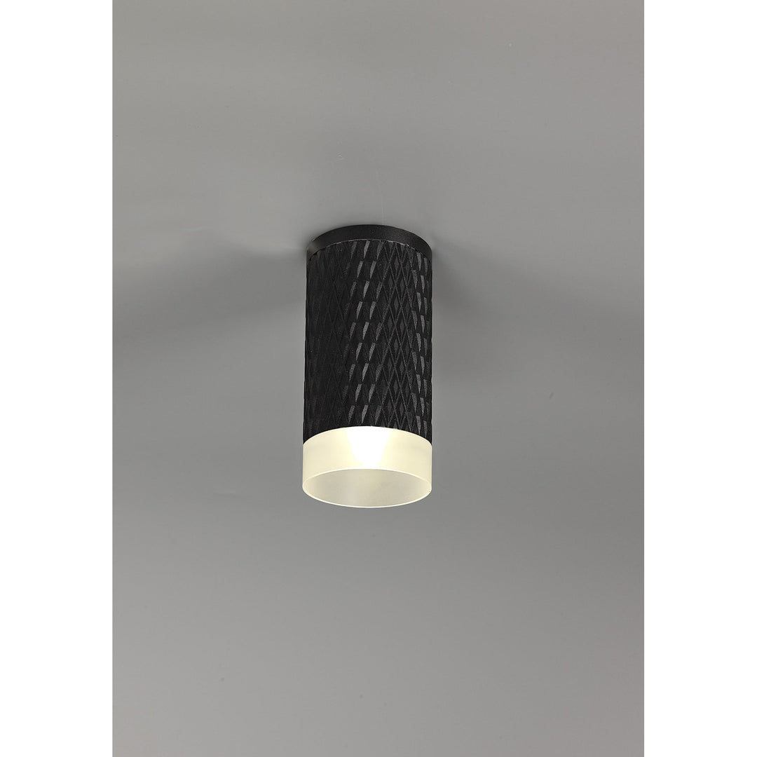 Nelson Lighting NLK01659 Silence 1 Light 11cm Surface Mounted Ceiling Sand Black/Acrylic Ring