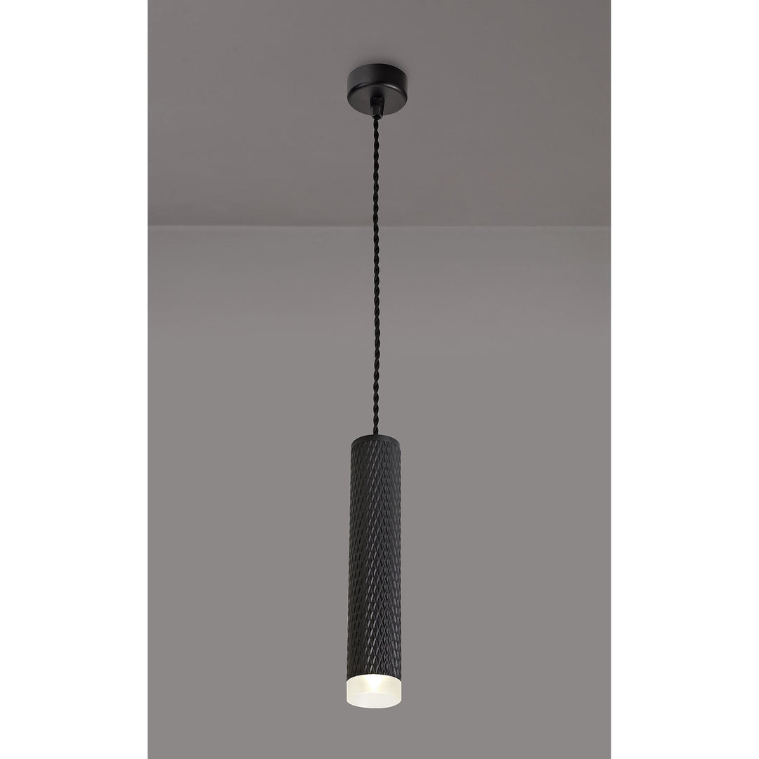 Nelson Lighting NLK01879 Silence 1 Light 30cm Pendant Light Sand Black/Acrylic Ring