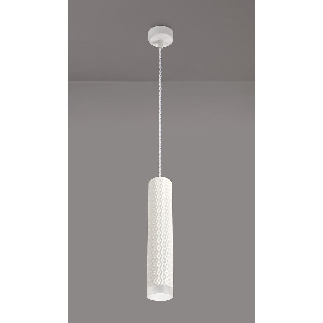 Nelson Lighting NLK01939 Silence 1 Light 30cm Pendant Light Sand White/Acrylic Ring