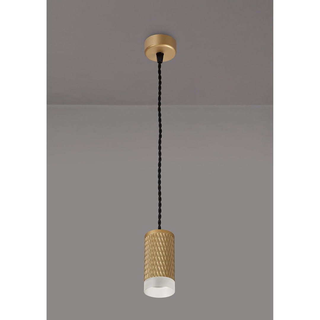 Nelson Lighting NLK01979 Silence 1 Light 11cm Pendant Light Champagne Gold/Acrylic Ring