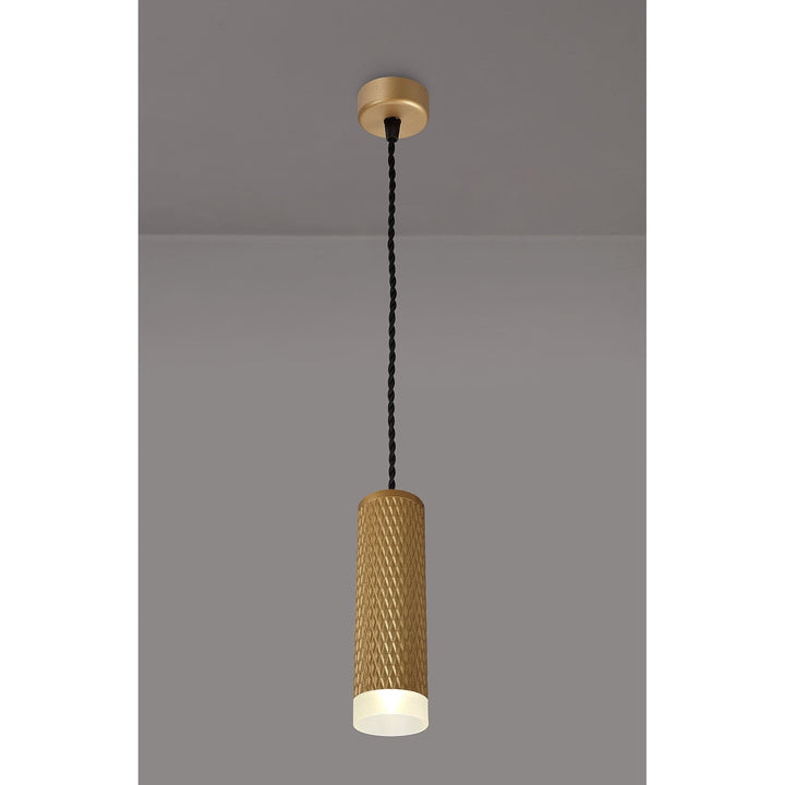 Nelson Lighting NLK01989 Silence 1 Light 20cm Pendant Light Champagne Gold/Acrylic Ring