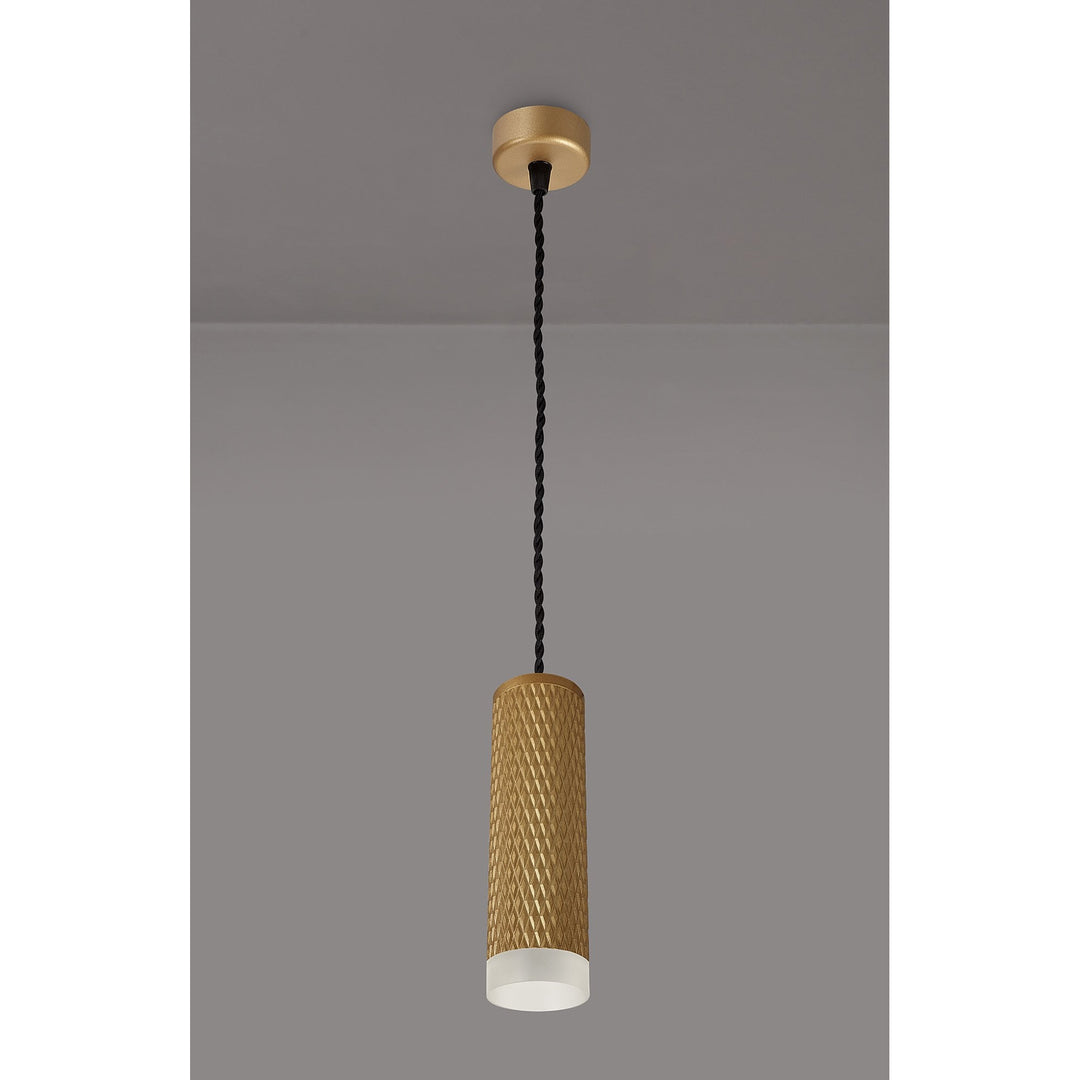 Nelson Lighting NLK01989 Silence 1 Light 20cm Pendant Light Champagne Gold/Acrylic Ring