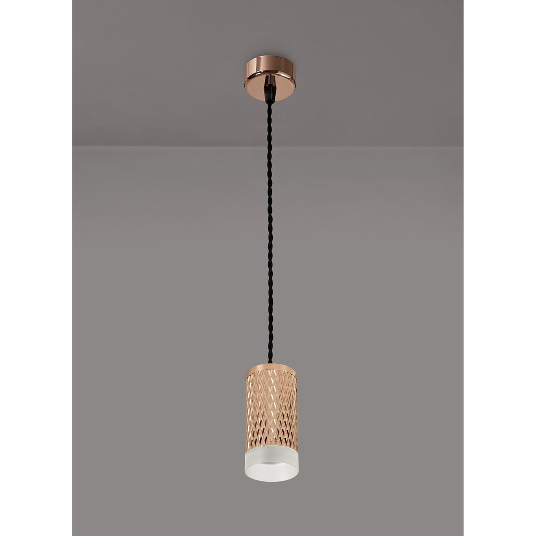 Nelson Lighting NLK02039 Silence 1 Light 11cm Pendant Light Rose Gold/Acrylic Ring