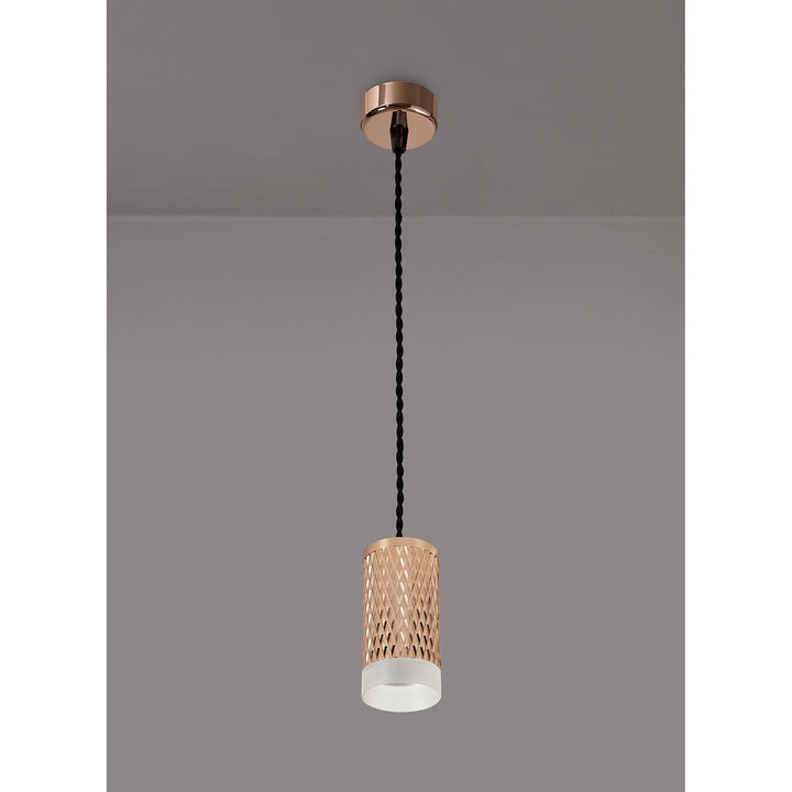 Nelson Lighting NLK02039 Silence 1 Light 11cm Pendant Light Rose Gold/Acrylic Ring