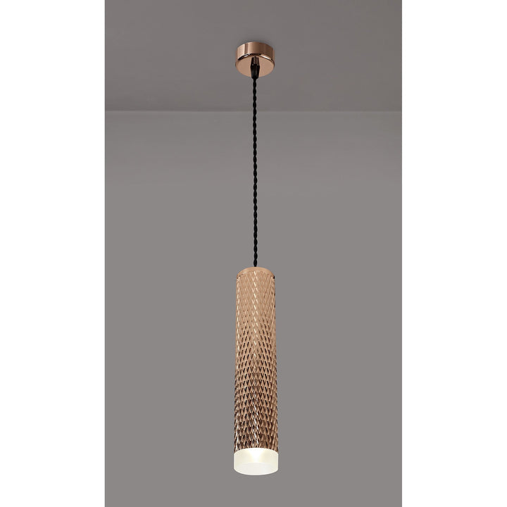 Nelson Lighting NLK02059 Silence 1 Light 30cm Pendant Light Rose Gold/Acrylic Ring