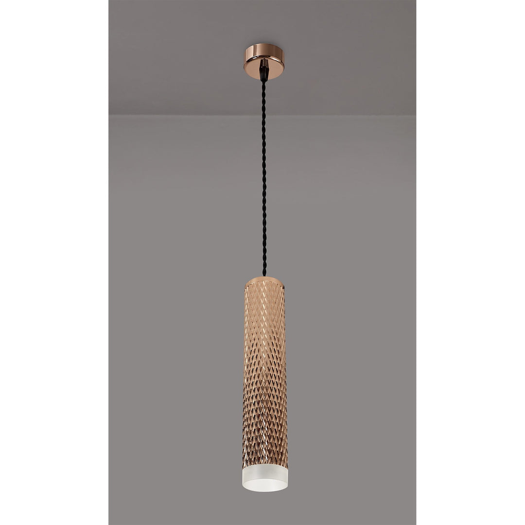 Nelson Lighting NLK02059 Silence 1 Light 30cm Pendant Light Rose Gold/Acrylic Ring