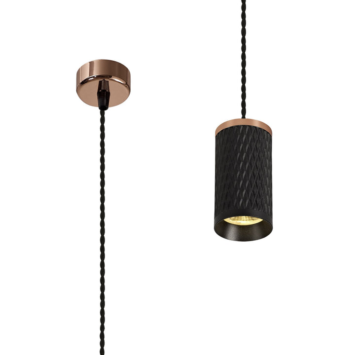 Nelson Lighting NLK02069 Silence 1 Light 11cm Pendant Light Rose Gold/Sand Black