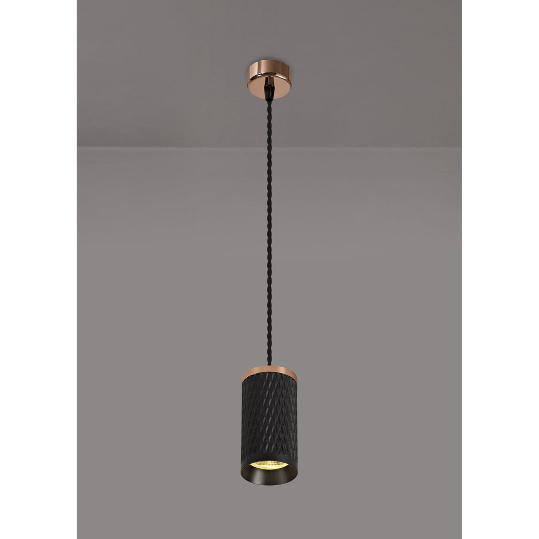 Nelson Lighting NLK02069 Silence 1 Light 11cm Pendant Light Rose Gold/Sand Black