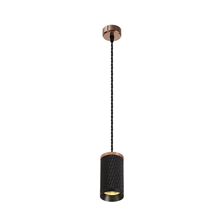 Nelson Lighting NLK02069 Silence 1 Light 11cm Pendant Light Rose Gold/Sand Black