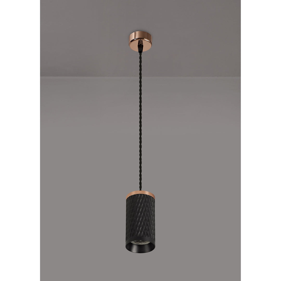 Nelson Lighting NLK02069 Silence 1 Light 11cm Pendant Light Rose Gold/Sand Black