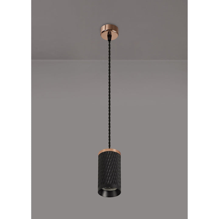 Nelson Lighting NLK02069 Silence 1 Light 11cm Pendant Light Rose Gold/Sand Black