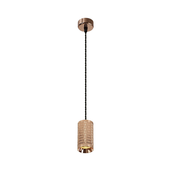 Nelson Lighting NLK02099 Silence 1 Light 30cm Pendant Light Rose Gold/Sand Black