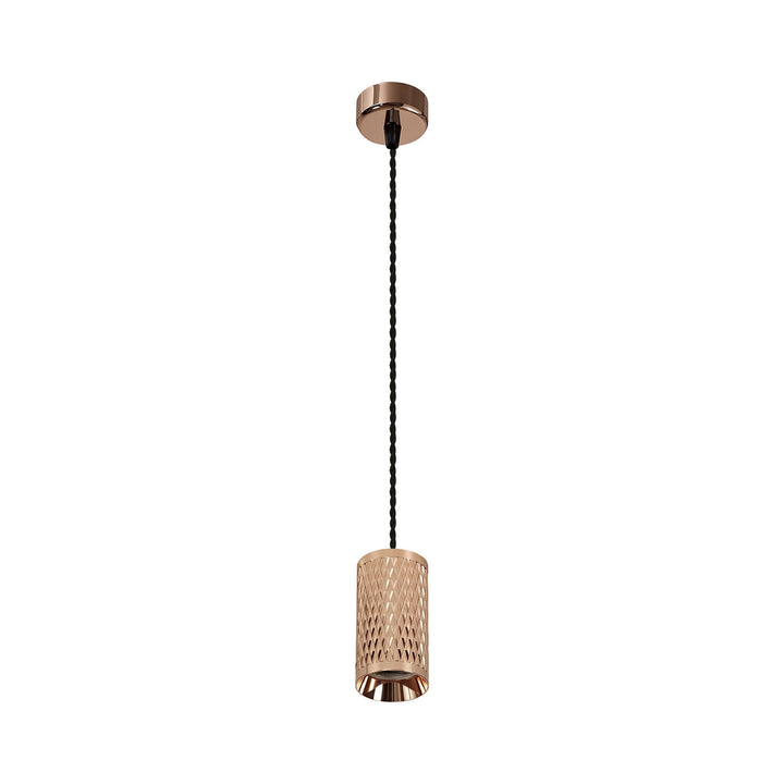 Nelson Lighting NLK02099 Silence 1 Light 30cm Pendant Light Rose Gold/Sand Black